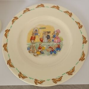 Vintage Royal Doulton Bunnykins 8 inch Bone China Rabbit Ticket Queue Plate